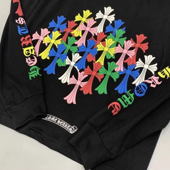 Chrome Hearts Colored Cross Scroll - Black Long-Sleeve Shirt - Picture 2 of 5